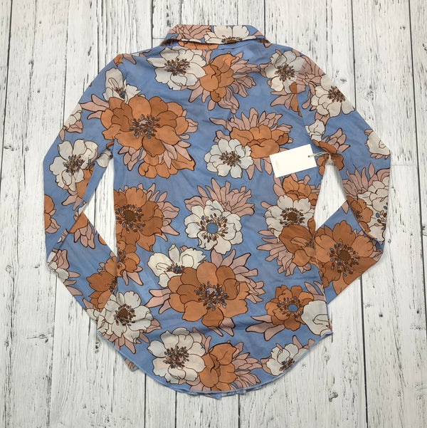Wilfred Aritzia blue brown floral shirt - Hers S