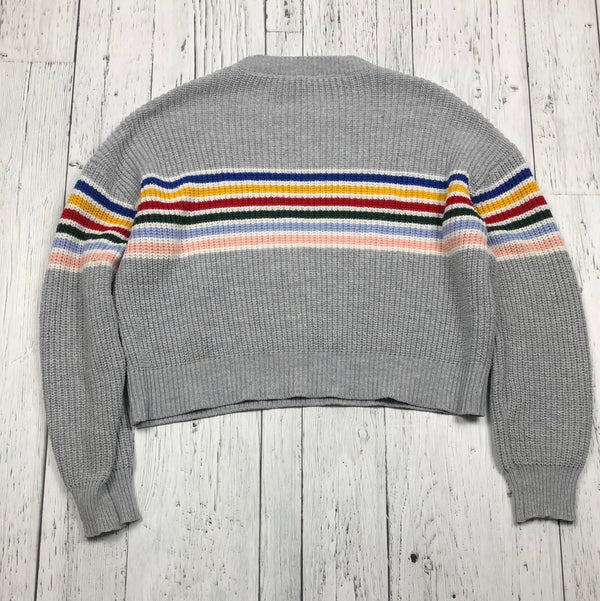 Garage Grey Knit Rainbow Stripe Sweater - Hers M