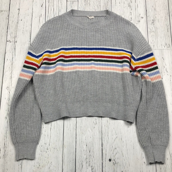 Garage Grey Knit Rainbow Stripe Sweater - Hers M
