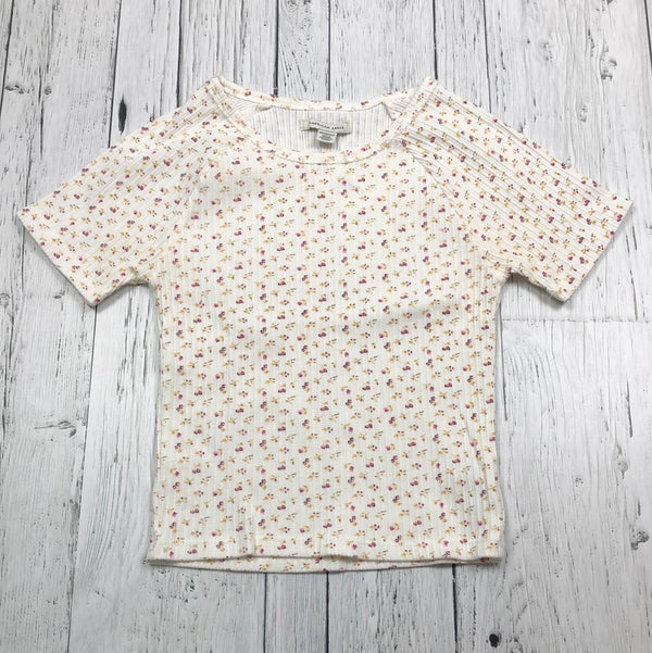 American Eagle white floral cropped t-shirt - Hers XS
