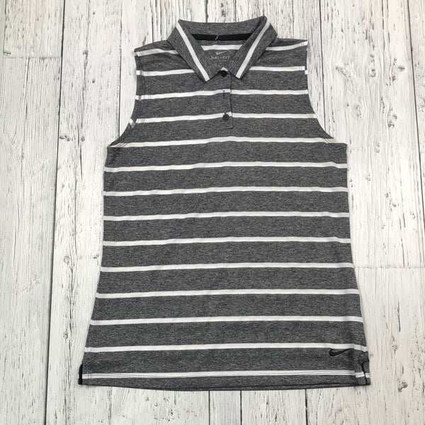 Nike grey white striped golf shirt - Hers S