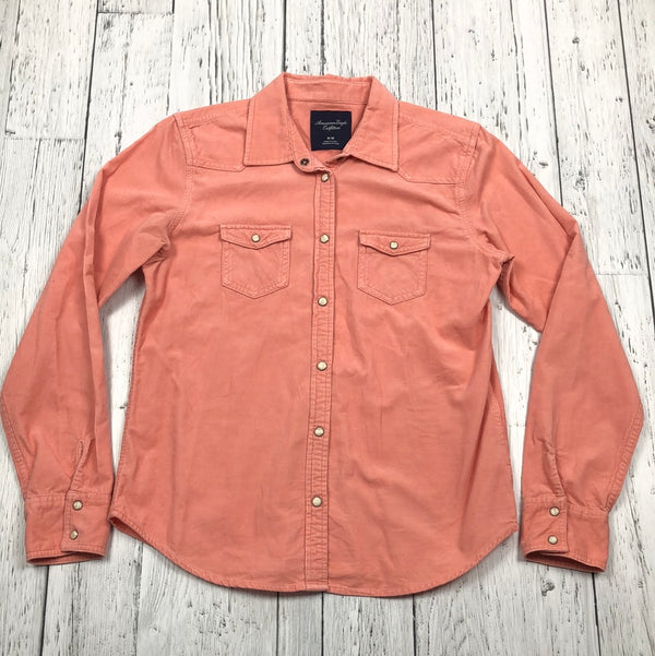 American Eagle Peach Corduroy Button Up Shirt - Hers M