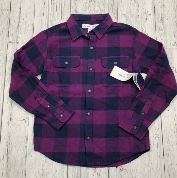 Old Navy Purple/Blue Flannel Button Up Shirt - Boys 10/12