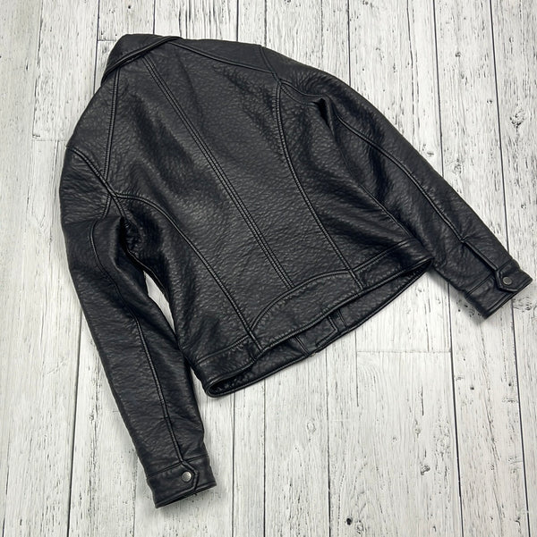 Hollister black leather jacket - Hers S