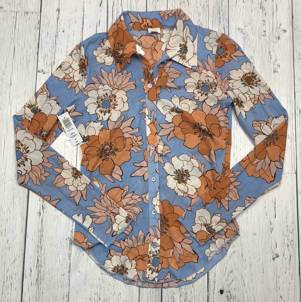 Wilfred Aritzia blue brown floral shirt - Hers S