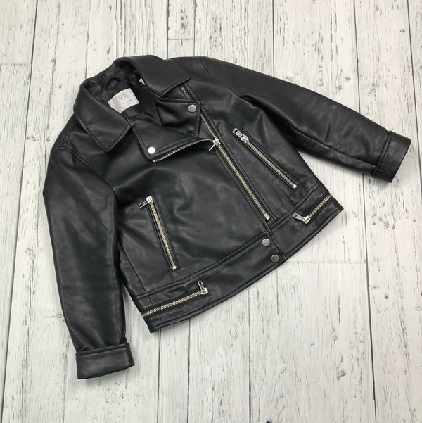 Zara black leather jacket - Girls 8