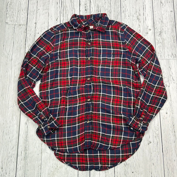 American Eagle red blue plaid flannel - Hers S