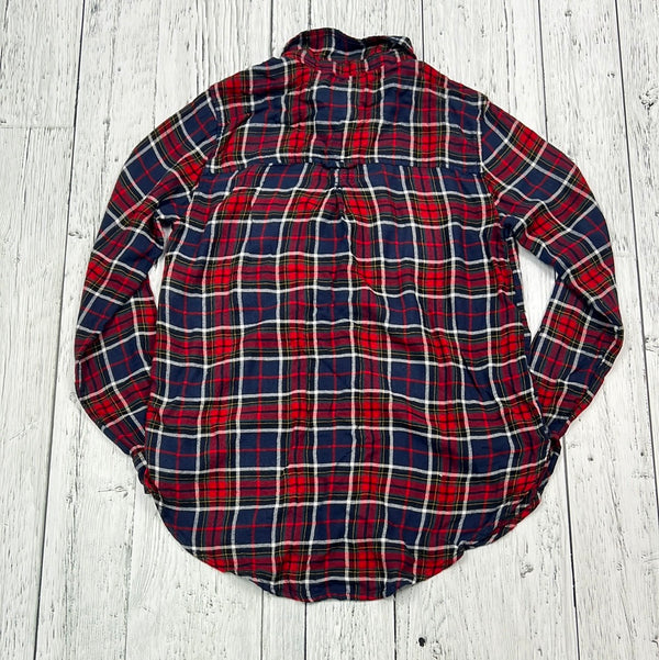American Eagle red blue plaid flannel - Hers S