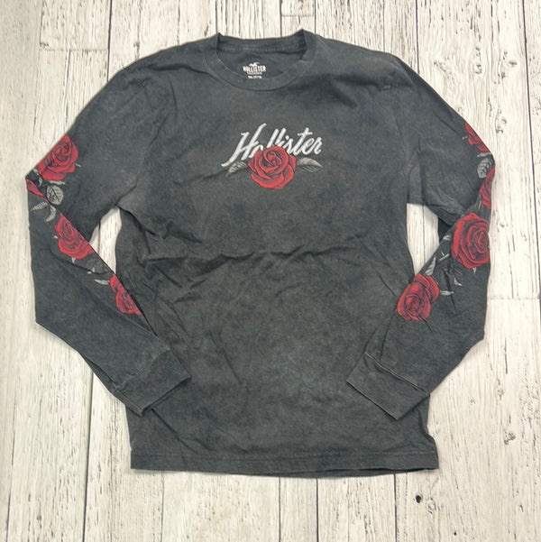 Hollister grey red floral long sleeve shirt - His S