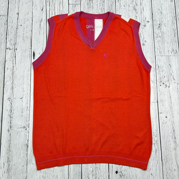 Girls Golf Orange/Pink/White Knit Golf Vest - Hers M