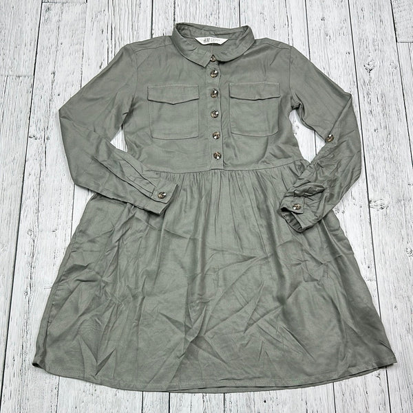 H&M Green Flowy Button Up Dress - Girls 10