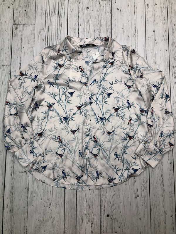 Zara white patterned silk shirt - Hers S