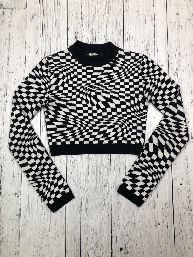 Garage black white patterned cropped shirt - Hers XS