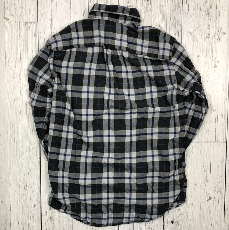 American eagle black blue plaid flannel - His S