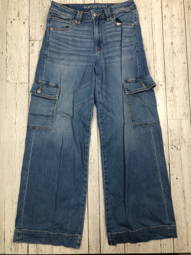 American Eagle super high rise baggy wide blue jeans - Hers M/8