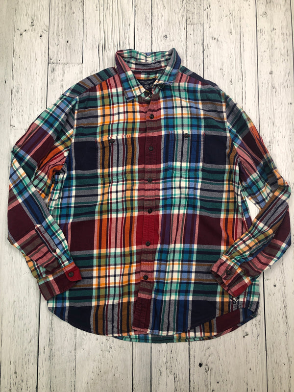 American Eagle red green plaid patterned flannel - His XL