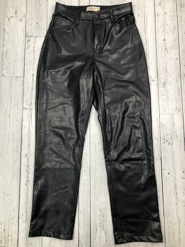 Abercrombie&Fitch black 90s straight ultra high rise leather pants - Hers S/28