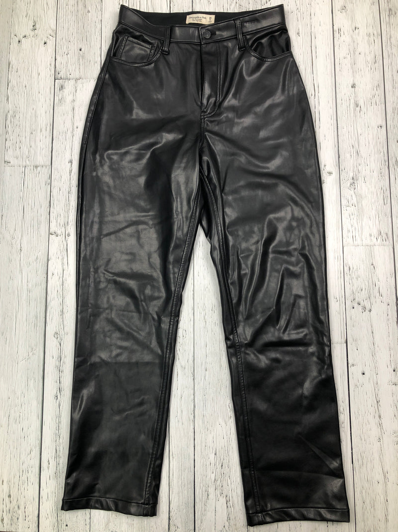 Abercrombie&Fitch black 90s straight ultra high rise leather pants - Hers S/28