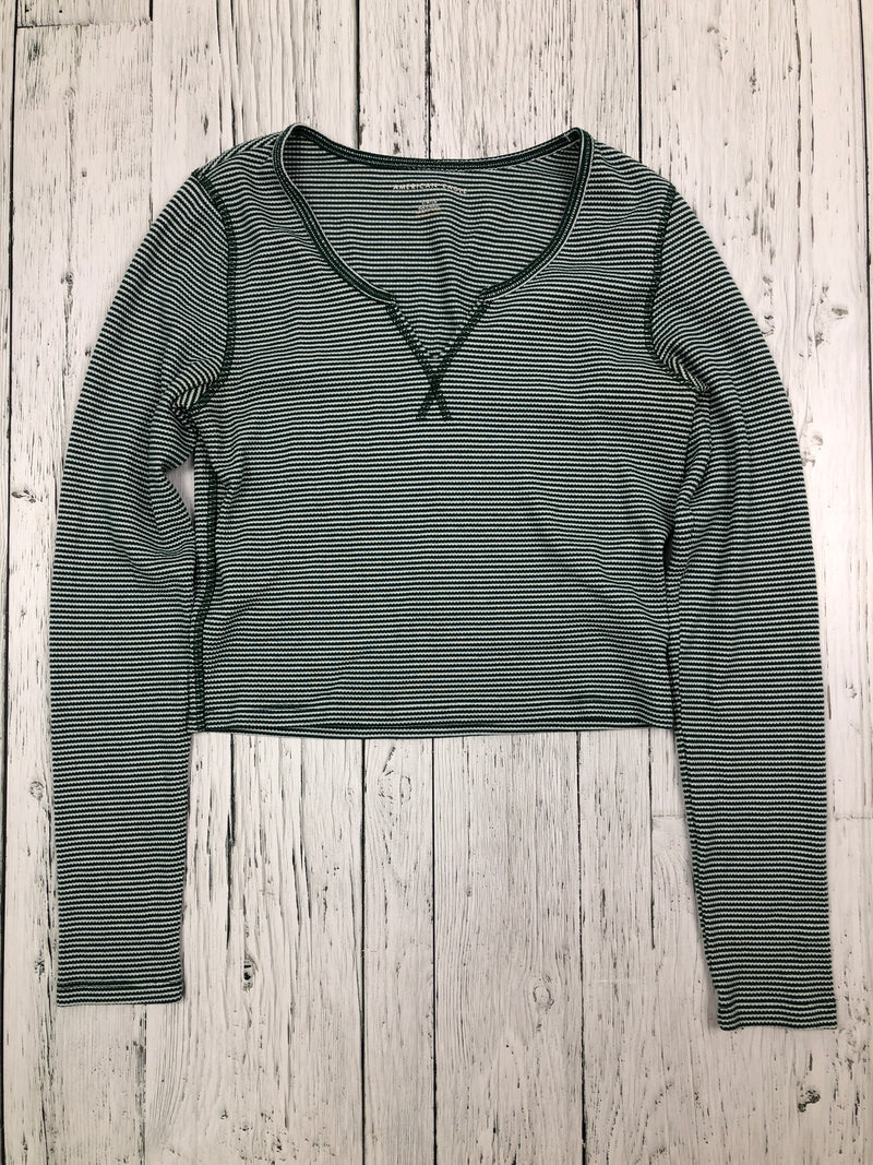 American Eagle green white striped shirt - Hers S