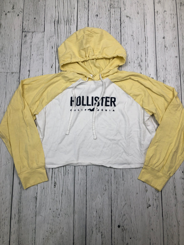 Hollister yellow white graphic cropped shirt - Hers M