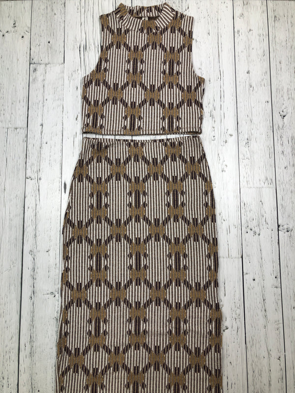 Anthropologie brown white patterned tank top/skirt two piece - Hers XS