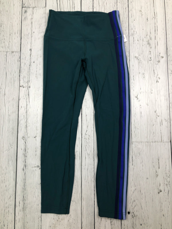 lululemon green striped leggings - Hers S/6