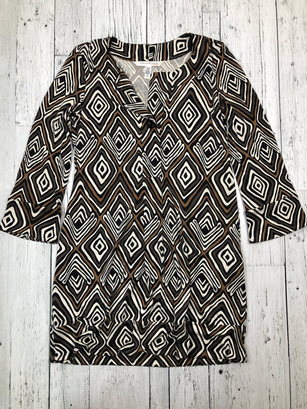 Diane von Furstenburg brown black patterned dress - Hers M/10