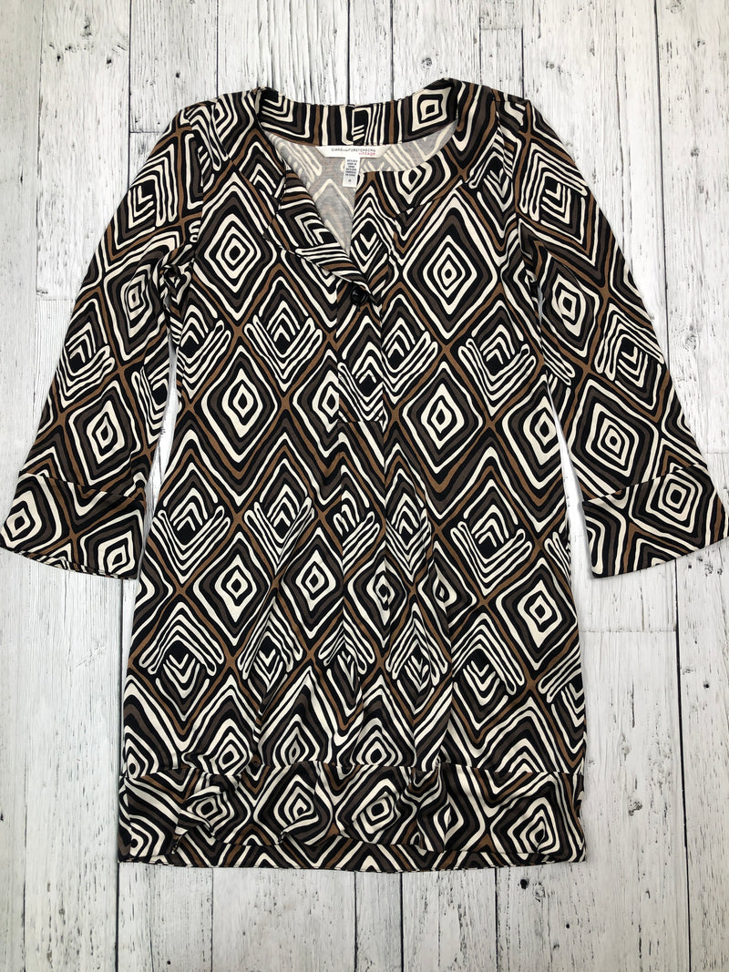 Diane von Furstenburg brown black patterned dress - Hers M/10