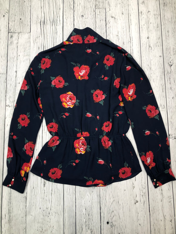 Babaton Aritzia navy blue red floral shirt - Hers S