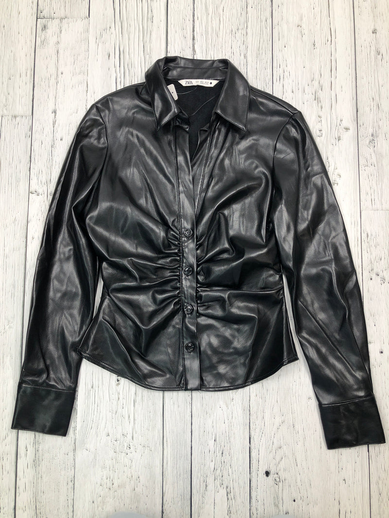 Zara black pleather shirt - Hers S