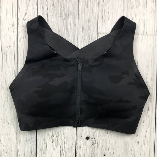 lululemon black camo patterned zip sports bra - Hers 32DD