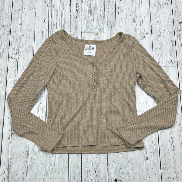 Hollister Light Brown Ribbed Long Sleeve Shirt - Hers L