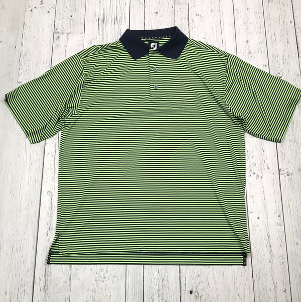 FJ green black striped golf shirt - His M