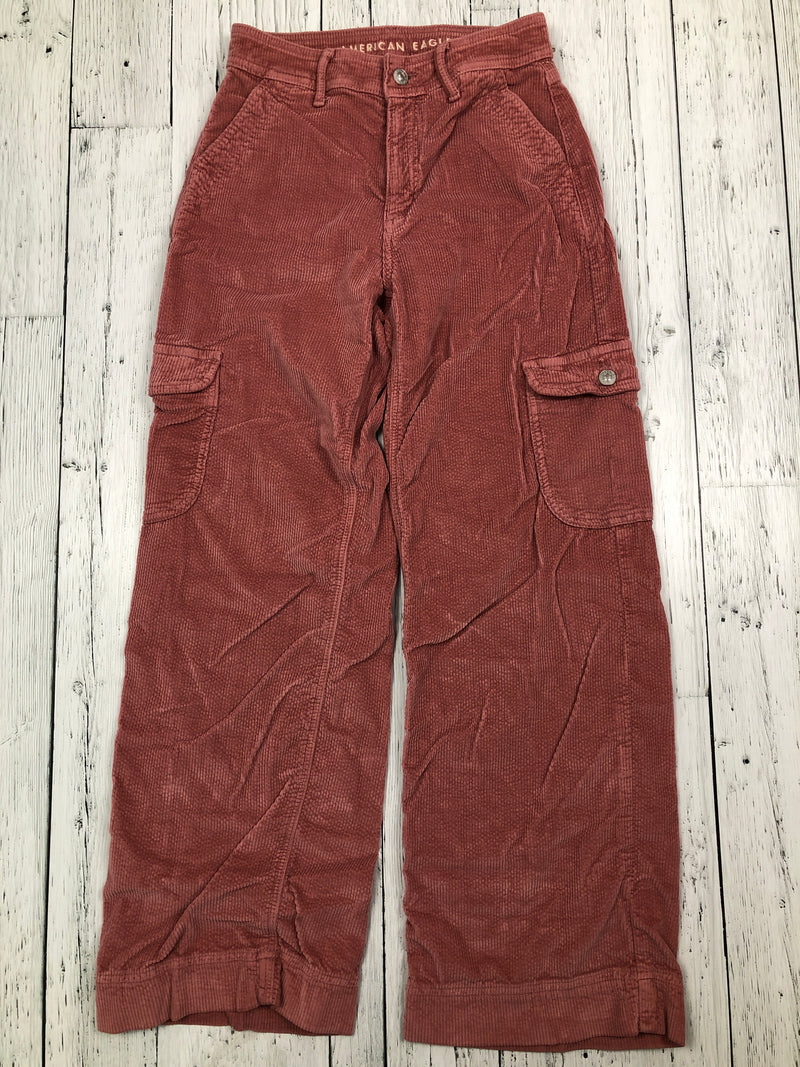 American Eagle super high rise baggy wide leg pink corduroy pants - Hers XS/0