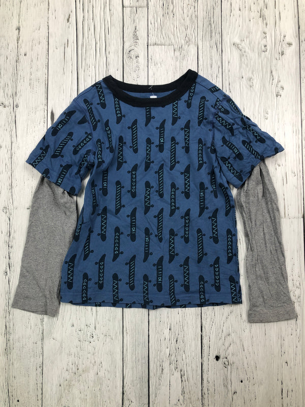 Tea blue black patterned shirt - Boys 7