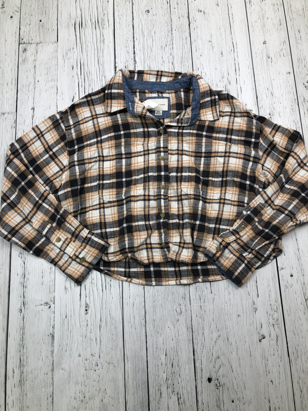 American Eagle plaid crop button up shirt - Hers M