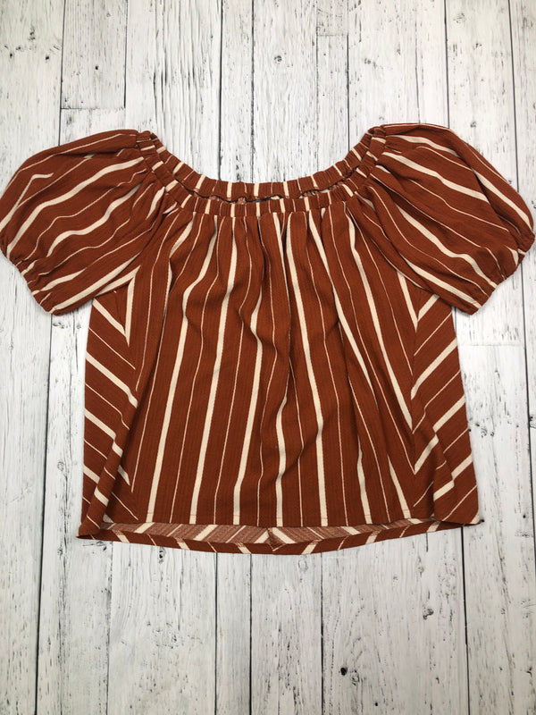 Anthropologie orange white striped shirt - Hers L