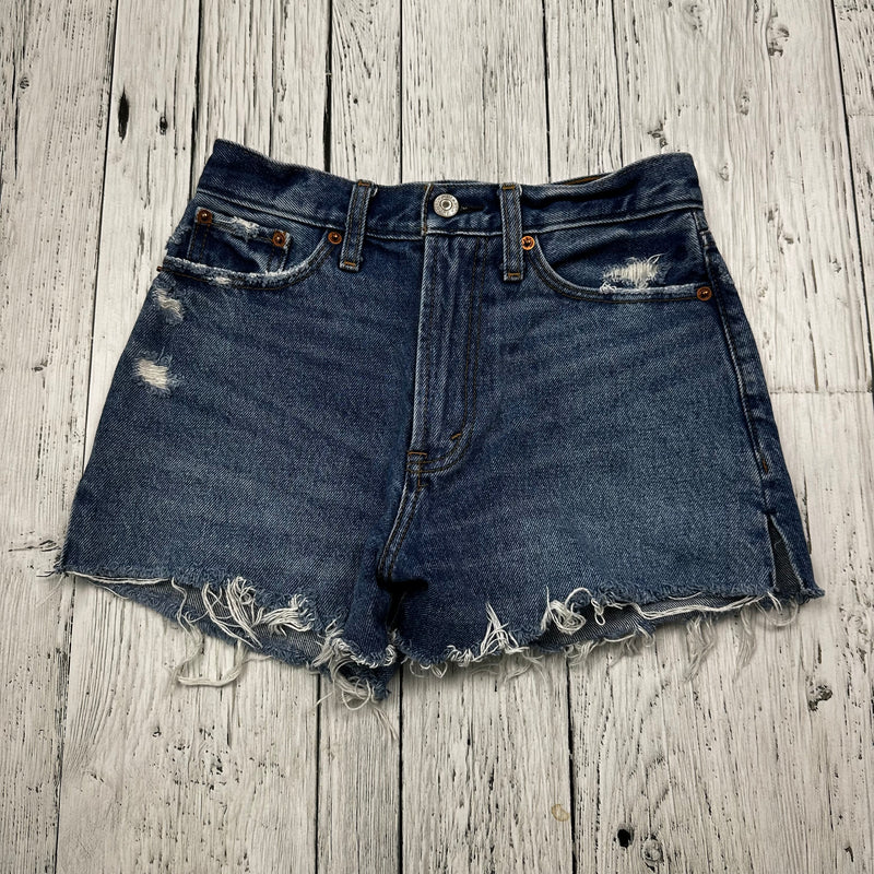 Abercrombie Distressed Denim Blue Shorts - Hers 00/XS