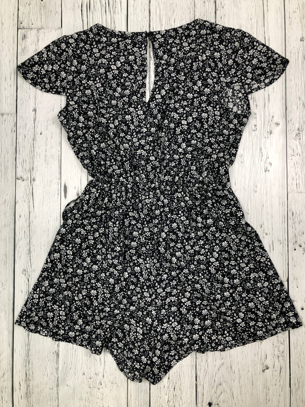 Hollister black white floral romper - Hers S