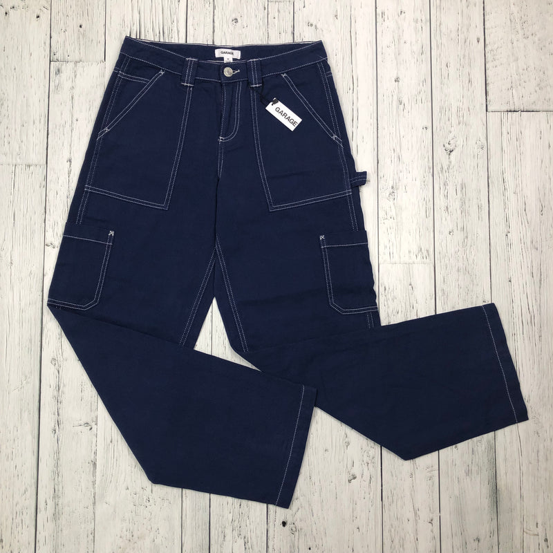 Garage Navy White Stitch Cargo Pants - Hers S/03