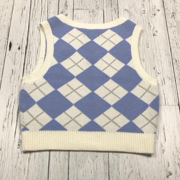 Hollister Blue/White Argyle Knit Vest - Hers M