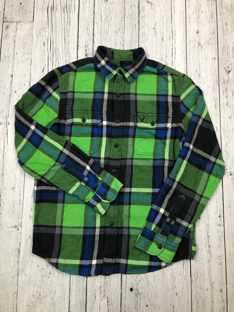 American Eagle green plaid button up shirt - His S