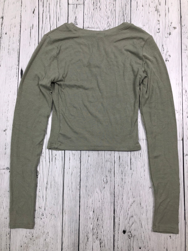 Garage green cropped long sleeve shirt - Hers XS