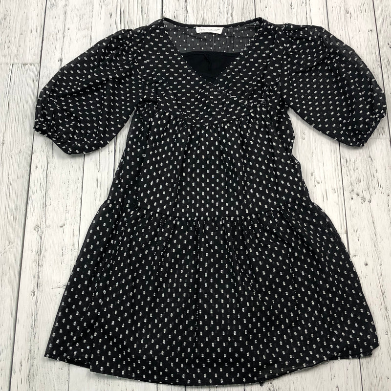 Zara Black/White Patterned Puff Sleeve Dress - Girls 10