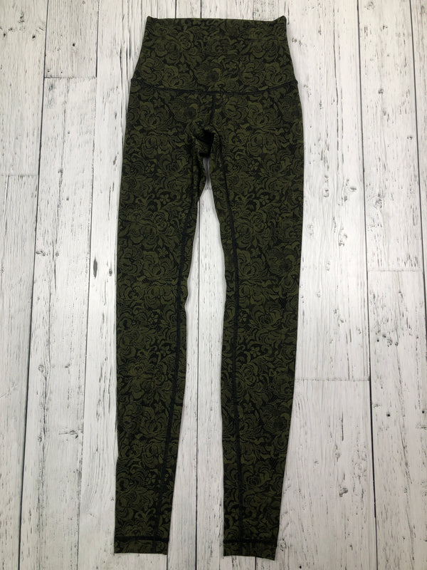 lululemon green black patterned leggings - Hers S/4