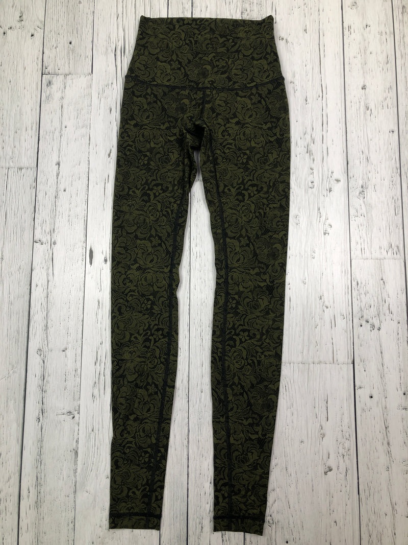 lululemon green black patterned leggings - Hers S/4