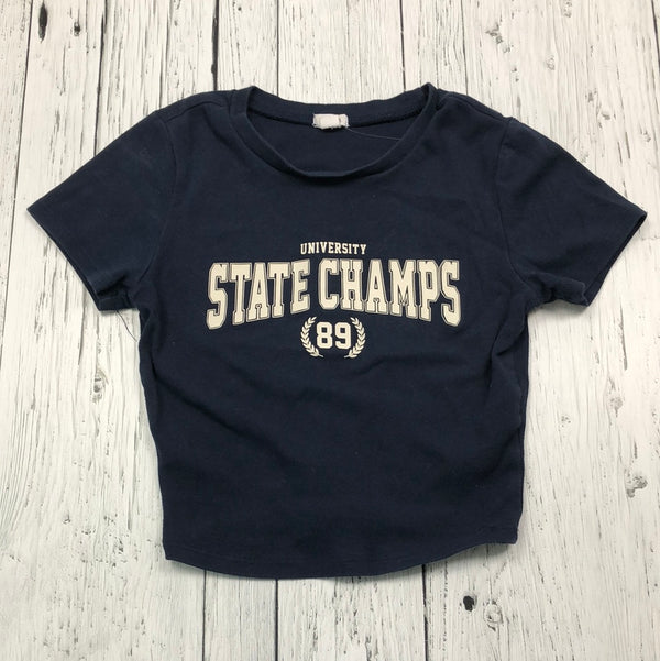 Garage navy graphic cropped t-shirt - Hers XS