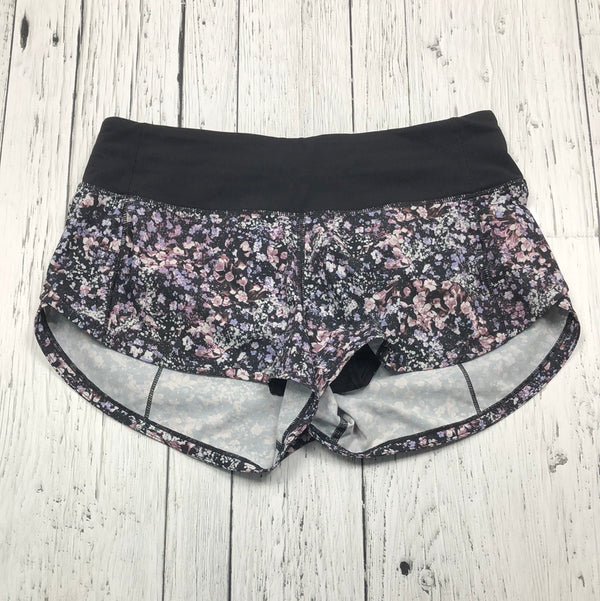 lululemon black purple floral shorts - Hers XS/2