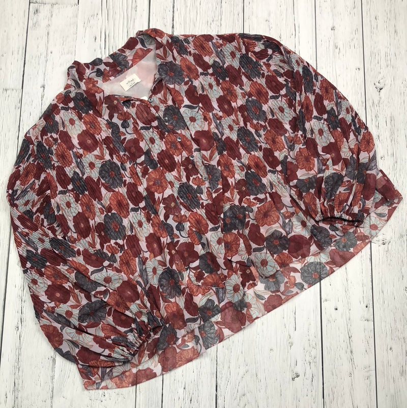 Wilfred Aritzia burgundy floral shirt - Hers S