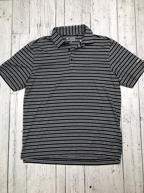 Columbia grey black striped golf shirt - His L